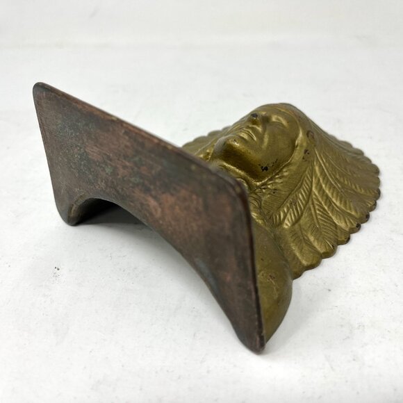 Vintage Cast Iron Native American Indian Chief Bookend Doorstop - Picture 9 of 12